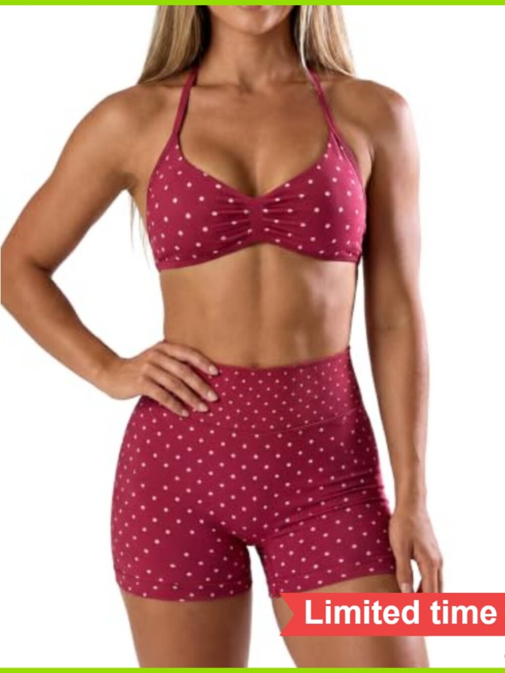Women's Seamless 2 Piece Yoga Outfit Set Halter Sports Bra & Scrunch Shorts